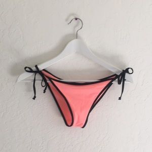 Neon pink/orange bathing suit bottom w/ side ties
